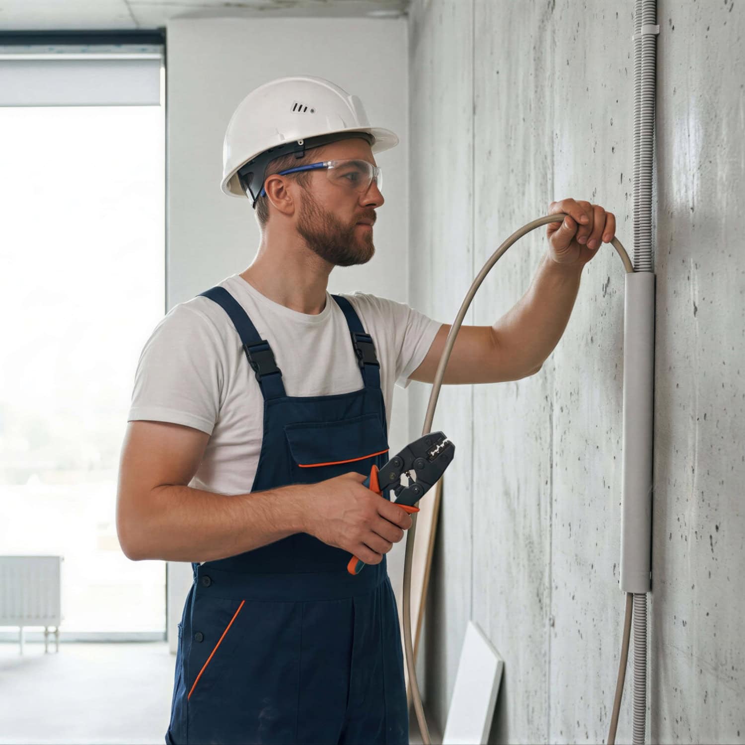 Electrical Wiring ottawa (1) Professional electrician installing wire in the wall